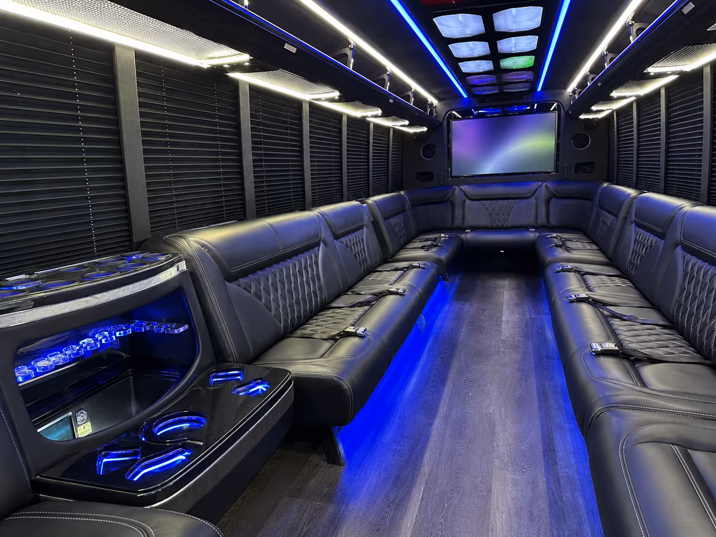 frisco 20 passenger party bus inside