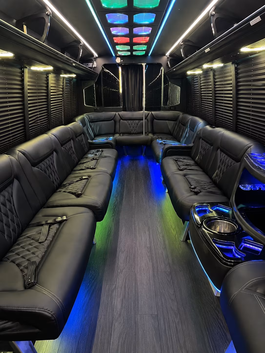 frisco 20 passenger party bus interior