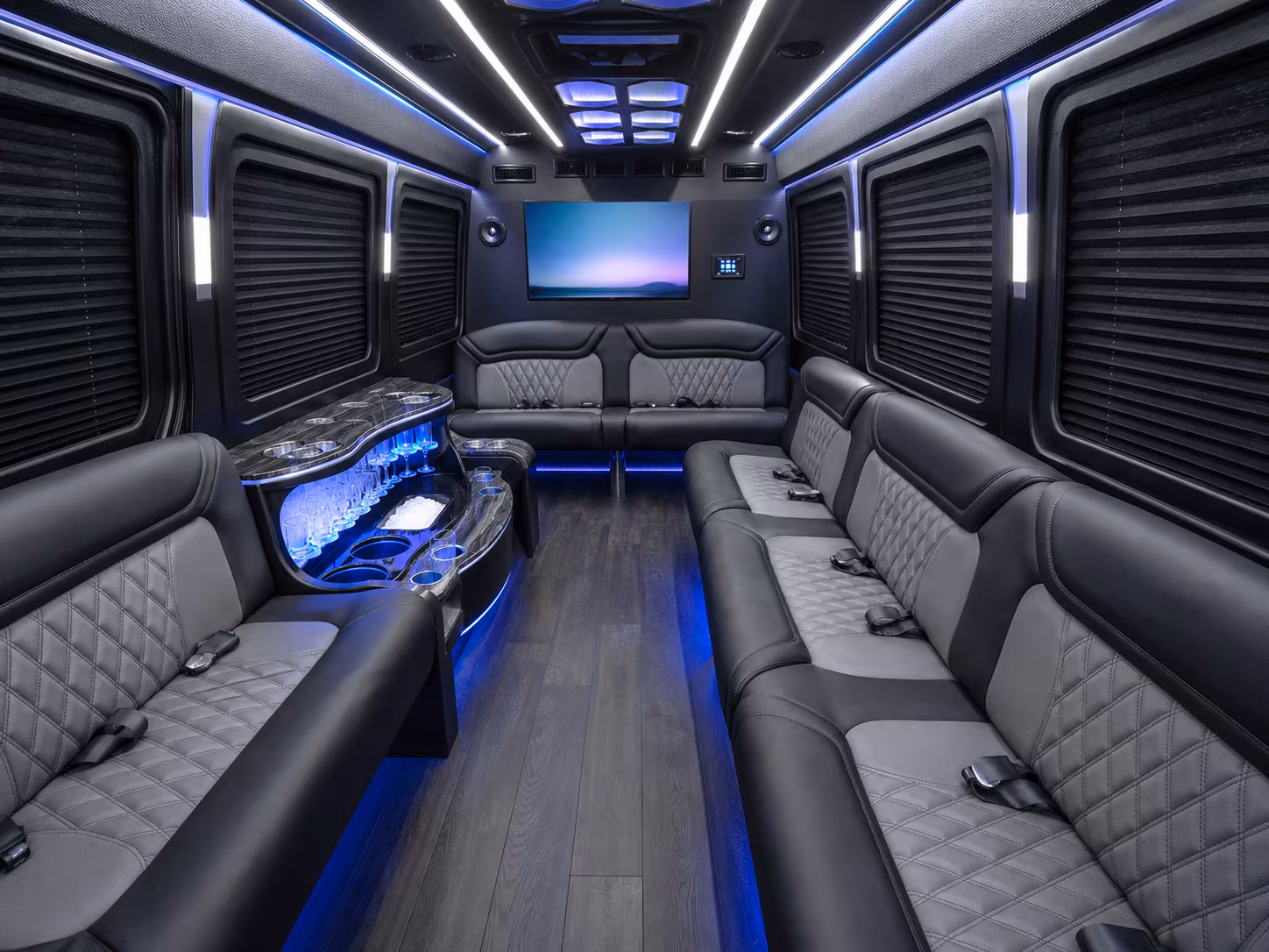 frisco 25 passenger party bus inside