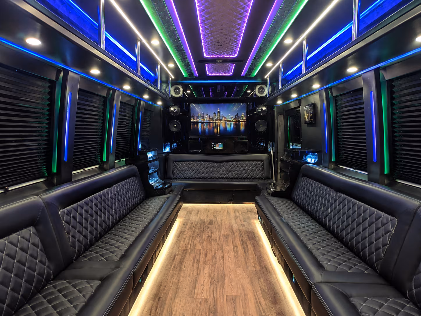 frisco 25 passenger party bus interior