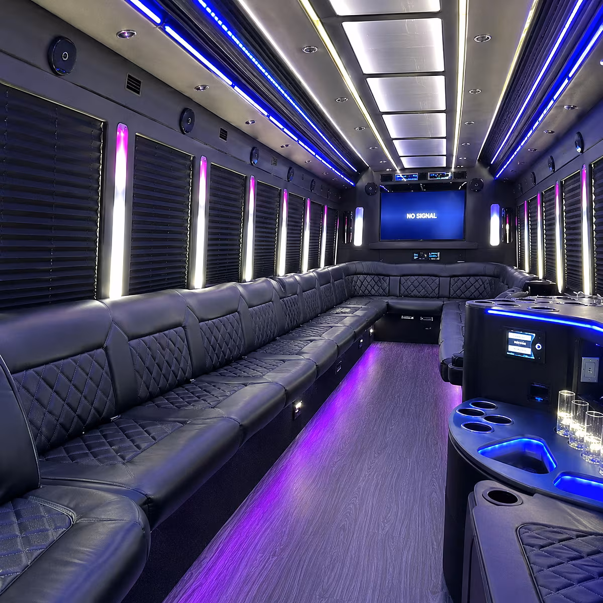 frisco 30 passenger party bus inside
