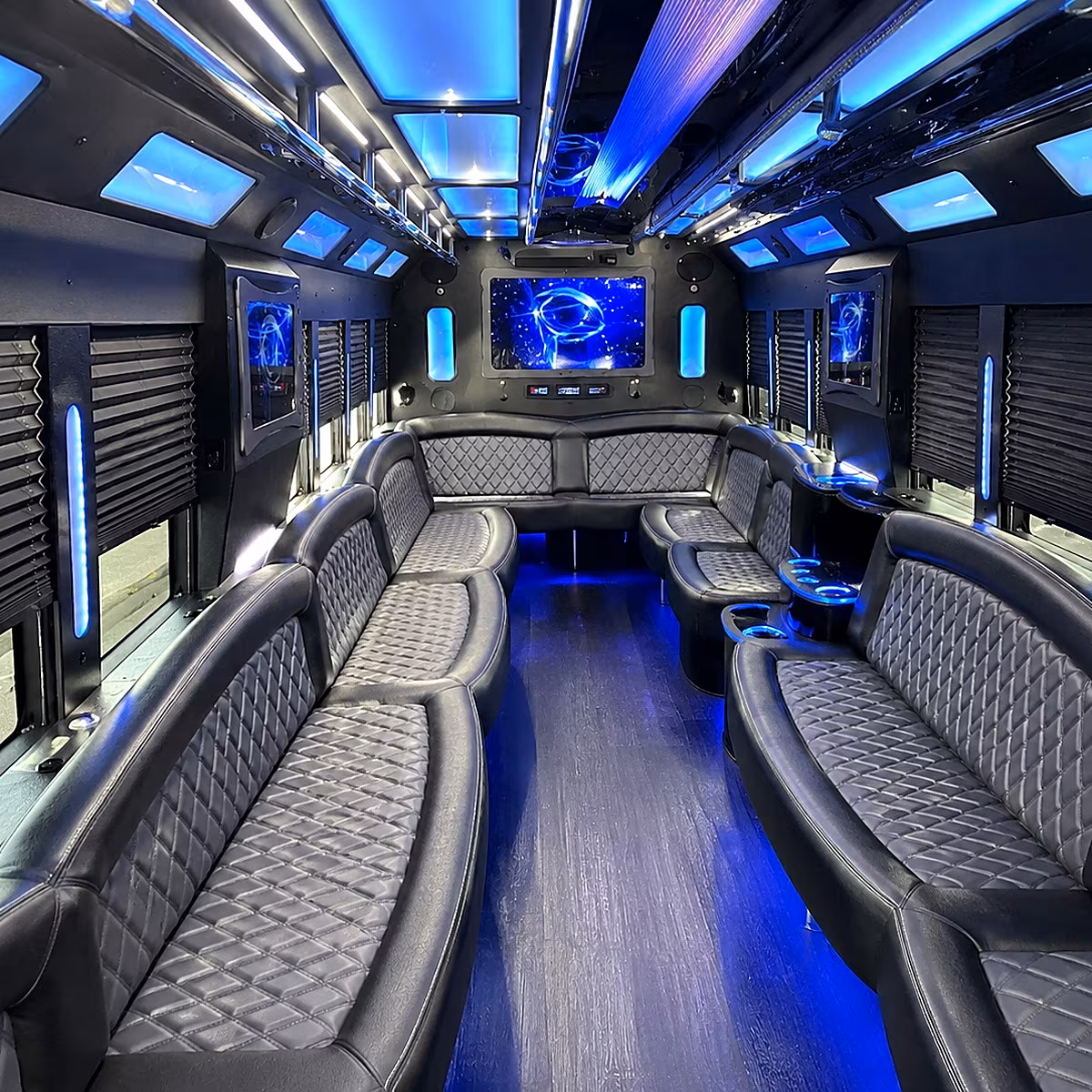 frisco 50 passenger party bus interior