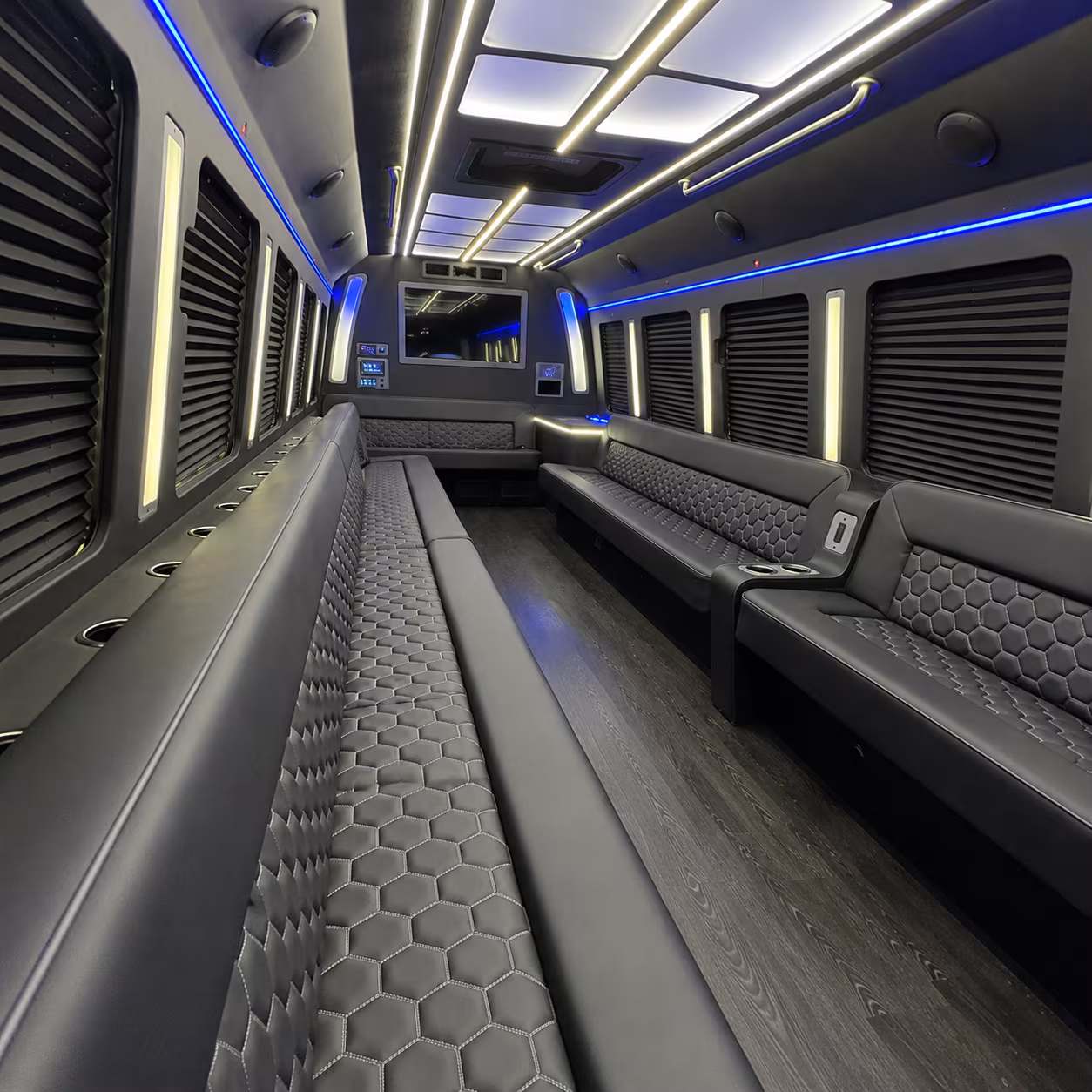 frisco party bus rental interior